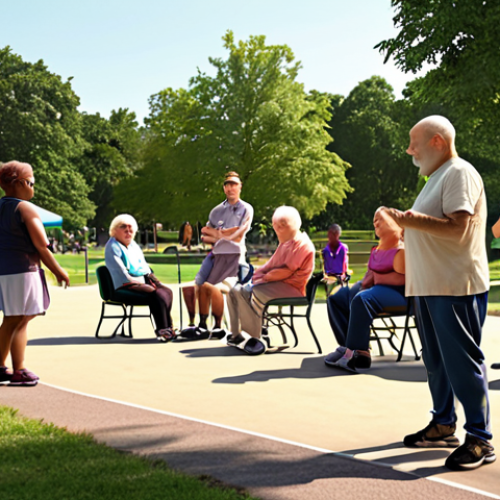 **Prompt:** Diverse group of people of varying ages and abilities participating in a recreational activity in a community park, emphasizing inclusivity and enjoyment. Soft, natural lighting.
