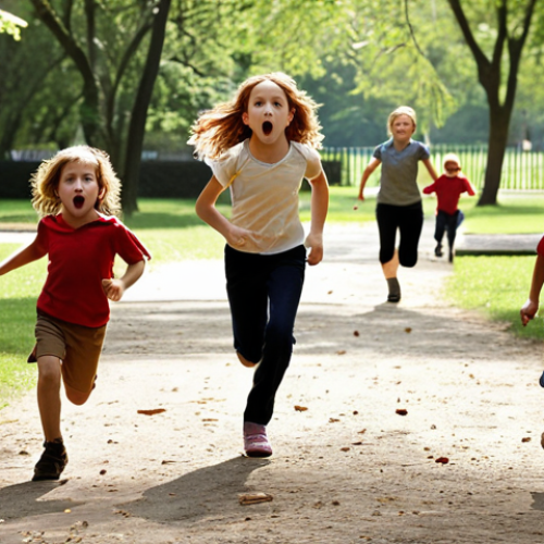 **

Prompt: Children running wild in a park, staff looking overwhelmed, contrasted with a calm scene of staff explaining safety rules using clear visuals. Focus on "unpredictable children" vs "proactive safety".

**