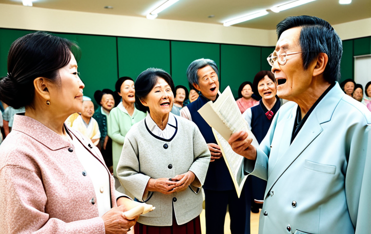 레크리에이션 프로그램 성공 사례 - Musical Recreation**

"Elderly people singing classic Japanese songs in a brightly lit community cen...