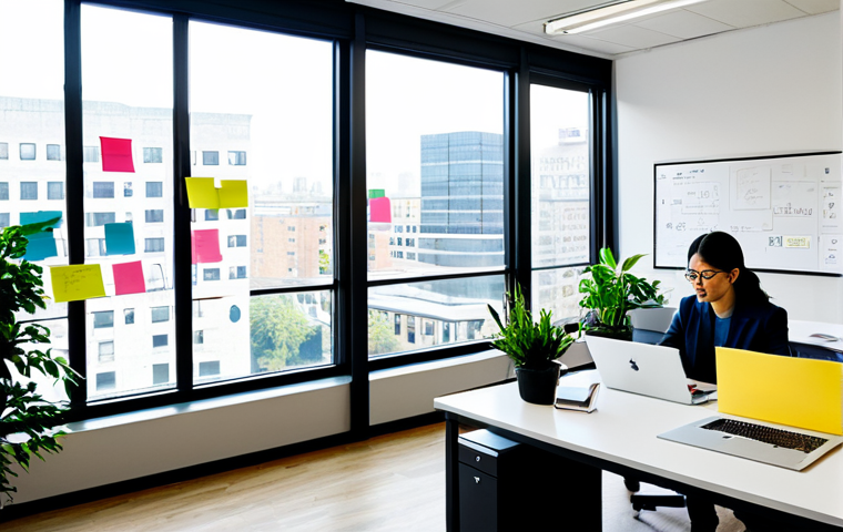 레크리에이션 업무에서의 창의성 발휘 - Creative Workspace**

"A brightly lit, modern co-working space filled with diverse professionals wor...