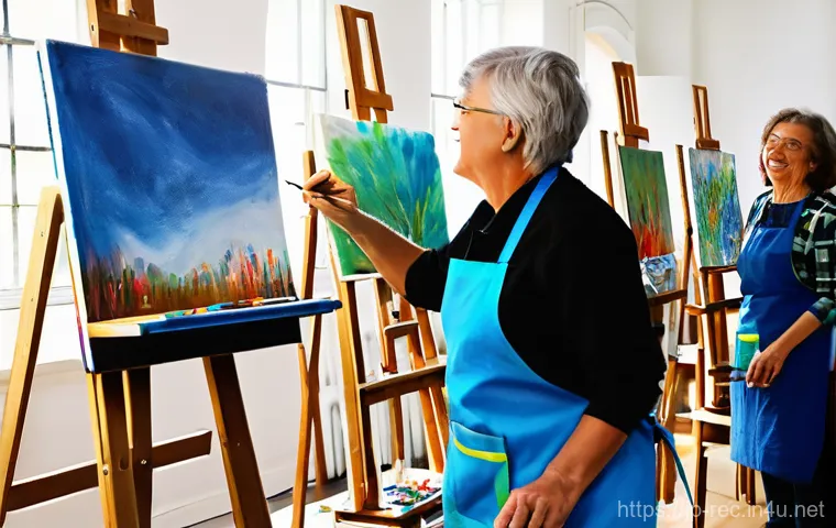 레크리에이션 지도자와 전문가 네트워크 - A serene indoor scene depicting a diverse group of individuals, including young adults and seniors, ...