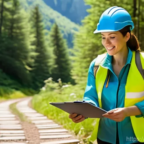 레크리에이션 활동과 관련된 법적 이슈 - **Event Safety Inspection**
    A detailed, bright, and natural photograph depicting a diligent fema...