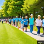 레크리에이션 지도자와 현장 노하우 - A vibrant outdoor recreation event in a sunny park setting, featuring a diverse group of participant...