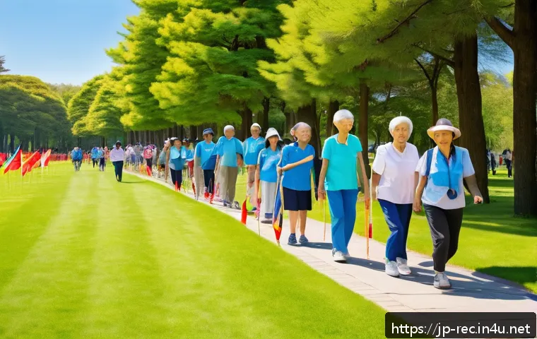 레크리에이션 지도자와 현장 노하우 - A vibrant outdoor recreation event in a sunny park setting, featuring a diverse group of participant...