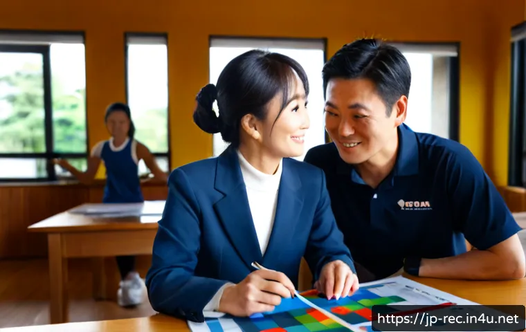 레크리에이션 지도자 비즈니스 마인드 - Photorealistic recreation program leader in a bright community center, confidently reviewing a color...