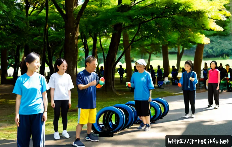 레크리에이션 지도자와 지속 가능한 활동 - Photorealistic wide-angle scene of a recreation leader guiding a mixed-age community group through a...